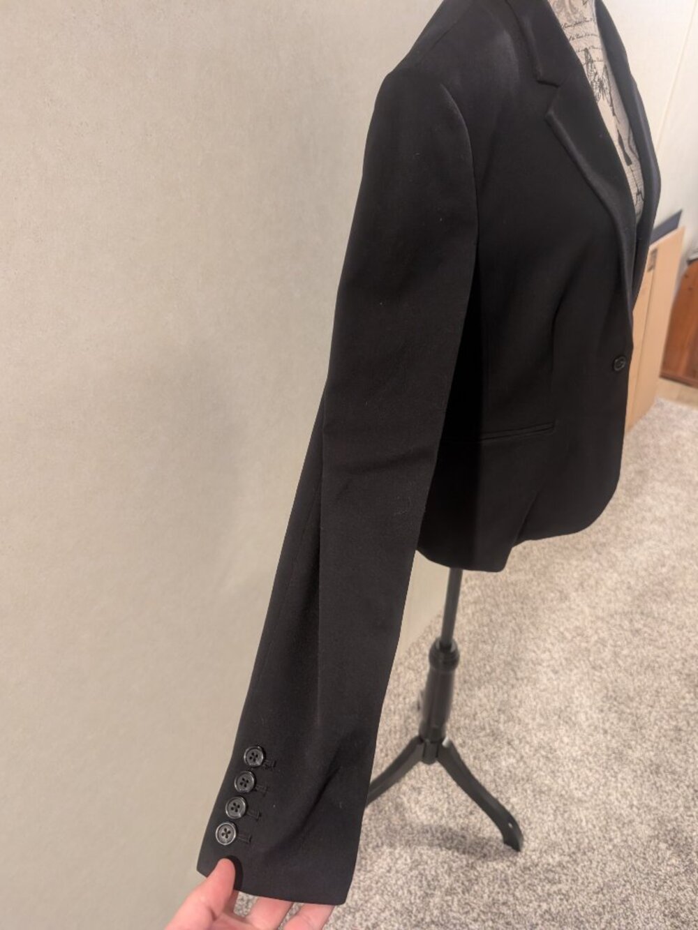 ELLE Black One Button Career Blazer Jacket Women's 14 Tailored Stretch - Picture 4 of 9